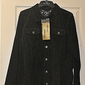 Black Suede Jacket NWT by Dennis Basso, Size XL